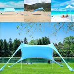 Gr8 Garden Beach Tent Portable 4-6 Person Sun Shade Family Shelter Camping Hiking UV Resistant Lightweight Canopy Awning with Sandbag Anchor Sunshade UPF50+