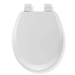 Croydex Carron Wooden Toilet Seat - Soft Close and Adjustable Hinges with No Movement Grip Pad Technology, Antibacterial Treated Surface and All Fittings Included (White Wood)