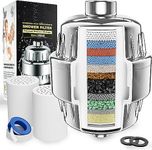 FEELSO FE-15 PRO abs shower and tap filter for hard water with 15 stage Hard Water Softener Cartridge - Universal Shower Head Water Softener (Chrome FE-18 + 2 Cartridge)