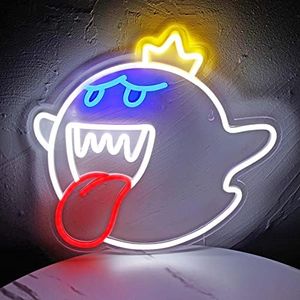 JOSEBRU Neon Sign King Boo The Ghost Face LED Neon Light Mario Lamp Acrylic Sign for Game Room Decor Gaming Light Accessory Gifts for Boy Room Decor