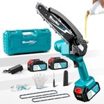 SEESII Mini Chainsaw 6 Inch: Electric Chainsaw with 2PCS 4000mAh Batteries & Oiler - 900W Motor for Quick Work - Saw for Branch Cutting - Gifts for Father Day Men Women Dad Mom Gardener (CH600+)