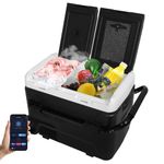 ARTETHYS Camping Fridge 50L Car Fridge Car Refrigerator 12V Portable Freezer with APP Control Dual Zone Compressor -20°C to 20°C with 12/24V DC 240V AC for Camping Travel Caravan RV