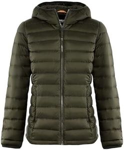 Orolay Women's Packable Down Jacket Hooded Ultra Light Weight Short Puffer Coat with Pockets Armygreen L