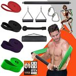 DASKING Portable Home Gym Resistance Bar Set With 4 Resistance Levels, 300LBS Heavy Loading Full Body Workout Equipment Weightlifting Training Kit，Workout Guide Included