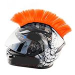 Altsuceser Helmets Mohawk Wig, Self-Adhesive Mohawk Motorcycle Helmets, Mohawk Synthetic Wigs for Bicycle Ski Snowboard Helmets, Reusable Design Orange