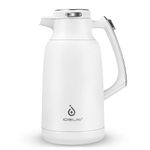 IDEUS 68 oz Stainless Steel Thermal Coffee Carafe, Double Wall Insulated Vacuum Flask, Water Coffee and Beverage Dispenser, 12 Hour Heat 24 Hour Cold Retention (White)