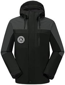 CAMELSPORTS Men's Mountain Ski Jacket 3 in 1 Waterproof Winter Jacket Warm Snow Jacket Hooded Rain Coat Windproof Winter Coat, Black-632, Large