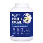 LEANFIT SPORT PROTEIN ISOLATE & MARINE COLLAGEN, Natural Vanilla, Grass-Fed Protein Isolate and 100% Hydrolyzed Marine Collagen Powder (Type I, III), 30g Protein and 10g Collagen Per Serving, 57 Servings, 2kg Tub