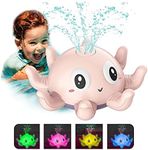 QINGBAO Baby Bath Toys,Octopus Bath Toys for Toddlers ,Light Up Bath Toys with LED Light,Octopus Spray Water Bath Toy, Water Spray Toy with LED Light,Gifts for Boys Girls (Pink)