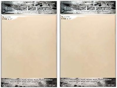 Tim Holtz Distress Mixed Media Heavystock, 8 1/2x11, for Mixed Media Craft Projects Use with Distress Ink, Oxide, Sprays, Paints, Crayons, Glaze and More, Bundle of 2 Packages of 10 Sheets Each
