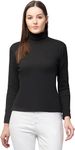 YOUTHQUAKE Womens Winter Season Highneck Full Sleeves/Sweater Pullover/Womens Turtle Neck/Black Highneck T-Shirt