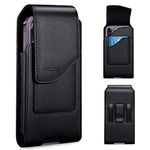 nuoku Cell Phone Pouch for iPhone 14 13 12 11 Pro Max Series, PU Leather Phone Holster with Belt Clip for S22 Plus/S21 Plus/S20 Plus with Magnetic Closure (Black)