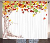 Ambesonne Fall Curtains, Tree Leaves View from The Bottom Mother Earth Theme Features Artsy Illustration Print, Living Room Bedroom Window Drapes 2 Panel Set, 108 W X 84 L Inches, Multicolor