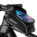 shenkey Bicycle Frame Bag, Bicycle Phone Holder, Waterproof Mountain Bike Bag Frame Pouch Bicycle Handlebar Touch Screen for Smartphone Under 6.5 Inches