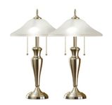 Artiva USA Twin-Pack Classic Cordinates, 24-Inch Brushed Steel Table Lamps Set with Hammered Glass Shades