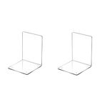 Anhow 1 Pair Acrylic Bookends, Book Ends with Non-Slip Stickers for Children, School, Library - Transparent/ 12 x 12.3 x 16.3 cm