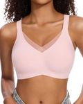 Gailife Womens Wireless Jelly Bras V Mesh No Underwire Comfortable Seamless Supportive T-Shirt Bra Everyday Bras Pink L