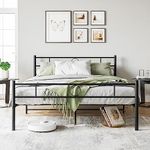 VECOCHO Queen Size Bed Frame with Victorian Headboard,Metal Platform Bed Frame Queen Mattress Foundation Bed No Box Spring Needed,Under Bed Storage,Steel Slats Support,Noise Free,Black