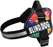 Doggie Stylz Blind Dog Vest Harness with Removable Patches and Reflective Trim. Comes with 2 Blind Dog Reflective Hook and Loop Patches. Measure Dogs Girth Before Purchase (Girth 28”-38" Tie Dye)