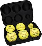 Bownet Pitch Molded Kit Case - Include 6 Genuine Leather Practice Softball Balls - Ultimate Pitchers Training Ball Kit - Slow Pitch and Fastpitch Training Aid, Black