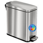 iTouchless SoftStep 3 Gallon Slim Bathroom Step Trash Can with AbsorbX Odor Filter & Removable Inner Bucket, Pedal Stainless Steel Garbage Bin for Bathroom, Bedroom, and Business Office Cubicle