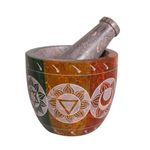 Divit Shilp Mortar and Pestle, Made of Heavy Duty Polished Hard Stone, Natural Stone Grinder for Spices, Pastes, Herbs, Seasoning etc. (7 Chakra)