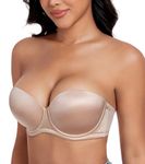 DotVol Women's Multiway Push Up Convertible Underwire Strapless Bra Thick Padded Everyday Bra(Beige,36C)