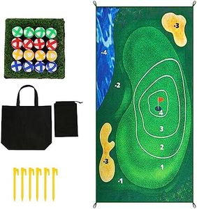 QUWUMGD Casual Golf Game Set with Mat and 16 Balls Portable Foldable Golf Game Training Mat Easy to Play Golf Practice Mats Creative Golf Game Reusable for Indoor Outdoor Travel BBQ Party