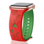 SHOPANDSE Cute Cartoon Two-Tone Engraved Bands Compatible with Apple Watch 38mm 40mm 41mm 42mm 44mm 45mm 46mm 49mm Men Women,Soft Silicone Sport Strap for iWatch Ultra Series 10 9 8 7 6 5 4 3 2 1 SE