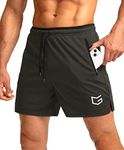G Gradual Men's Running Shorts with Zipper Pockets Quick Dry Gym Athletic Workout 5" Shorts for Men (Olive Green, Large)