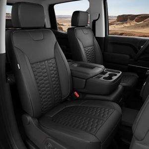 RIDEPOSH Custom Leather Seat Covers for Silverado/Sierra 1500 2019-2026 | Only Crew Cab, Fits 2500/3500HD 2020-2026, Protective, Scratch-resistant, Easy-clean