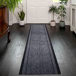 eXtreme Carpet Runner for Hallways, Kitchen, and Living Room | Lightweight, Washable, and Non-Slip Custom Length Narrow Rug | PVC Rubber Backed 66cm Wide x 457cm Long Rug Runner - Grey