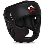 AQF Boxing Headguard MMA Training Headgear Muay Thai Full Face Protection Guard Sparring Helmet Head Guard (Black, L)