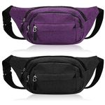 FRIUSATE 2 Pcs Bum Bag Waist Bags for Men, Travel Fanny Pack Bumbags Waist Pack Lightweight Fanny Bag for Traveling Running Walking