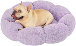 Lesure Calming Dog Bed for Small Medium Dogs - Donut Round Fluffy Puppy Bed in Teddy Sherpa Plush, Anti-Slip Cute Flower Cat Beds, Anti-Anxiety Pet Bed Fits up to 20-100 lbs, Machine Washable