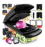 Fullstar Vegetable Chopper & Cutter - Slicer Dicer Spiralizer with Container for Food Veggie Onion Cucumber Tomato Salad Potato French Fry - Kitchen Essentials & Gadgets (PRO 9-in-1, Black)