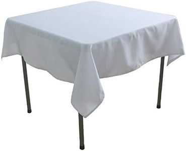KaitatsuSen Square Polyester Fabric Tablecloth, White, 59x59-Inch(150x150cm)