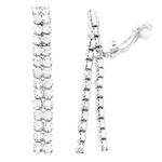 Rosemarie Collections Women's Crystal Rhinestone Fringe Dangle Clip On Drop Earrings, Metal