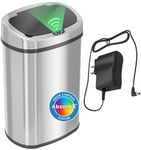 SensorCan 50 Liter / 13 Gallon Kitchen Trash Can with AC Adapter & Odor Filter – Motion Sensor Stainless Steel Garbage Bin for Home, Office, Garage – Slim Oval Shape, Large Capacity Design