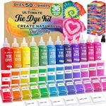 Jim&Gloria Tie Dye Kit for Kids & Adults 36 Tiedye Powder 12 Larger Bottles Fabric Dyes for Clothing Permanent with Soda Ash for Tie Dye Kits for Large Groups Paint Party Summer Activities DIY Crafts