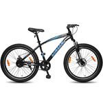 Vaux Blaze 26 inch Cycle for Boys with Dual Disc Brakes, Single Speed MTB Bicycle for Men & Women with Age 12+ Years, with Front Suspension, Steel Frame, Alloy Rims & 26x2.40 Fat Tyres (Black)