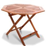 BillyOh 1m Folding Table Garden Furniture Acacia Wood Folding Tables Octagon Side Table Outdoor Dining Coffee Table