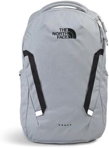 THE NORTH FACE Vault Everyday Laptop Backpack - Commuter Travel Bag, Water-Repellent, Spacious Main Compartment, Mid Grey Dark Heather/TNF Black-NPF, One Size