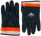 MCR Safety 6410SC Double-Dipped PVC Jersey Lined Sandpaper Finish Men's Gloves with Plasticized Safety Cuff, Green/Orange, Large, 1-Pair