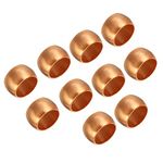 PATIKIL 8mm (5/16 Inch) Tube OD Compression Sleeves Ferrules, 10 Pack Copper Ferrule Fitting Compression Fitting Assortment Kit for Air Water Gas