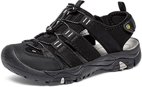 TSLA ATIKA Women Athletic Outdoor Sandal, Closed Toe Lightweight Walking Water Shoes, Summer Sport Hiking Sandals W247-BLK 8 W US