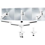 MOUNT PRO Triple Monitor Mount, 3 Monitor Desk Mount for There Screens up to 32 Inch, Full Motion Gas Spring Triple Monitor Stand, Heavy Duty Monitor Arm Hold up to 17.6lbs Each, VESA Mount, White