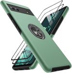 KOVASIA for Google Pixel 6A Case, Military Shockproof Phone Case Pixel 6A 6.1 inch, TPU Flexible Frame + Hard PC Back Cover, 360° Magnetic Rotating Kickstand (Dark Green)