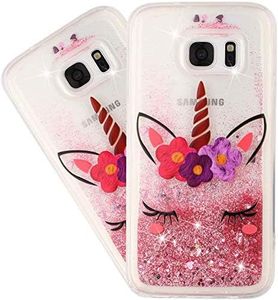 IMEIKONST Glitter Case for Galaxy S6, Sequin Flowing Liquid Transparent Silicone TPU Shockproof Protective Bumper Mobile Phone Case for Samsung Galaxy S6 (Bling Eyelash Unicorn) XY