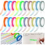 TTONPFA 20 Rolls Highlighter Tape Transparent Marking Sticker, 6 mm x 5 m Highlight Strips, Removable Fluorescent Coloured Tags, Coloured Transparent Adhesive Tape for School Office Home